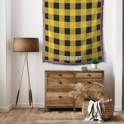 Personalized Football Team Colors Woven Throw Blanket - Custom Text for Game Day, Couch & Bed