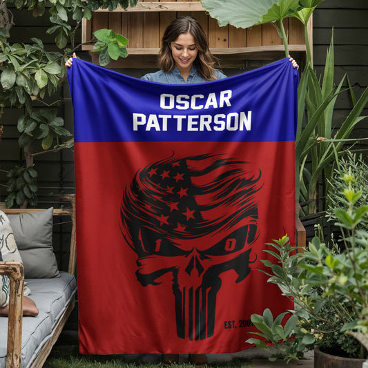 Stadium Blanket SCULL with Name & Date