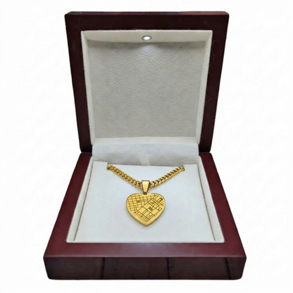 Engraved Heart Map Necklace - Personalized Location Pendant