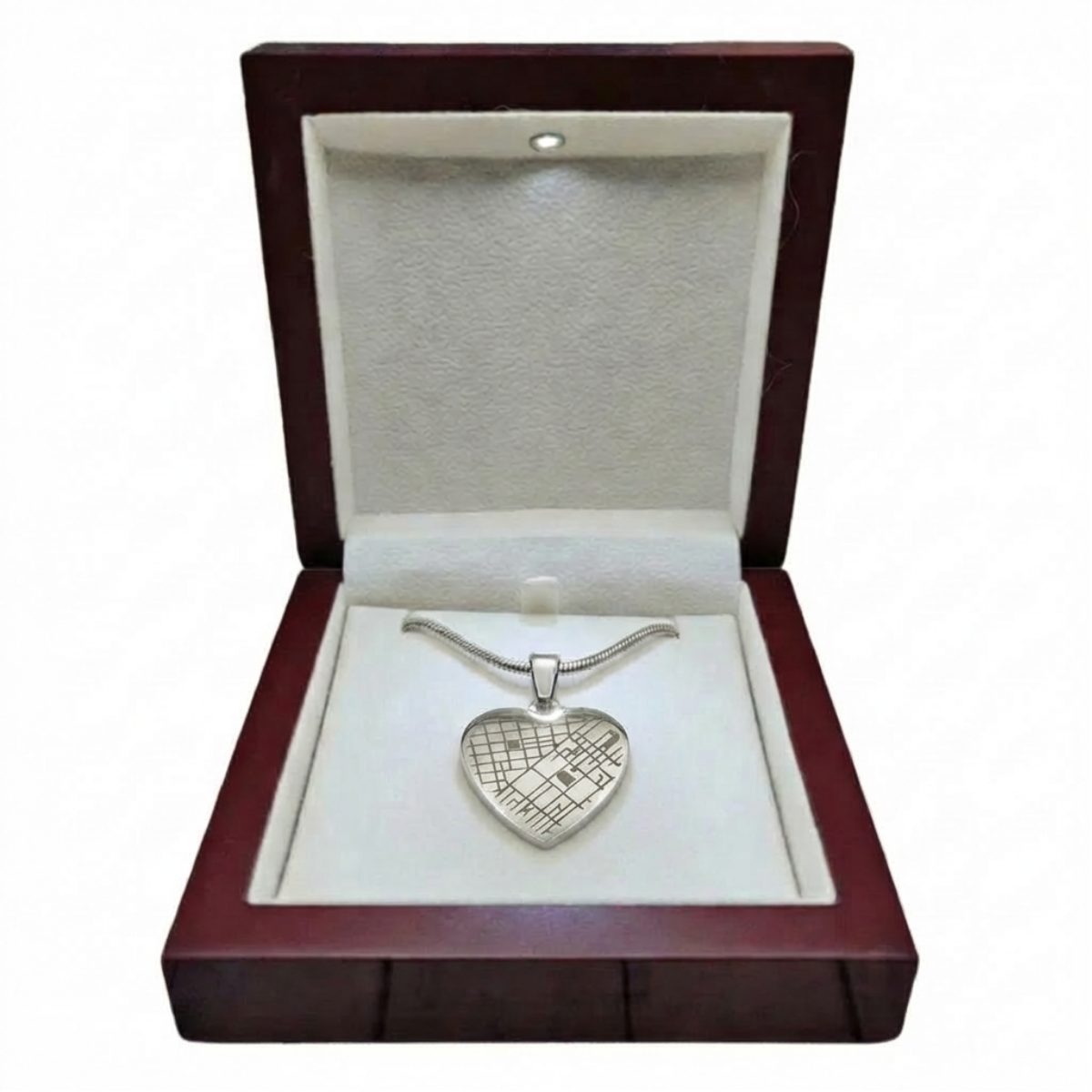 Engraved Heart Map Necklace - Personalized Location Pendant