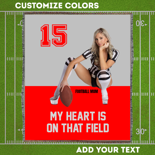 Personalized Woven Blanket with Football Team Colors, Girl, Number & Text