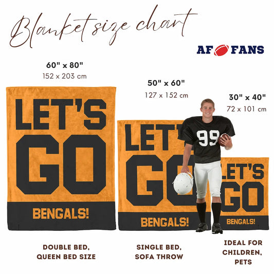Personalized 'Let's Go' Fleece Blanket in Football Team Colors - Custom Text for Game Day