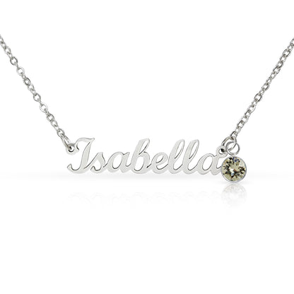 For Daughter: Personalized Name Pendant Necklace with Birthstone and Message Card — "We chose your name before we ever held you"2