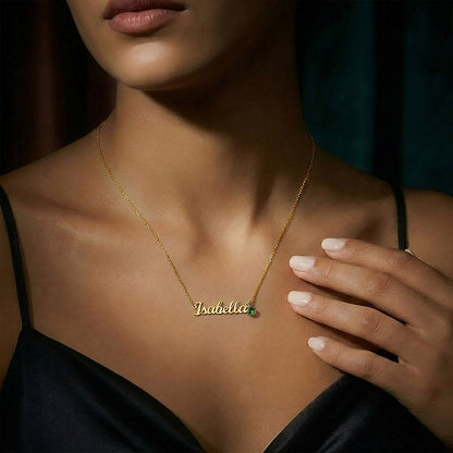 For Daughter: Personalized Name Pendant Necklace with Birthstone and Message Card — "We chose your name before we ever held you"2