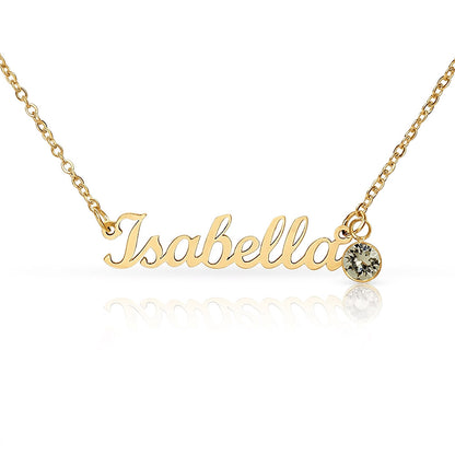 For Daughter: Personalized Name Pendant Necklace with Birthstone and Message Card — "We chose your name before we ever held you"2