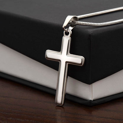 Cross Necklace with Snake Chain & Personalized Card