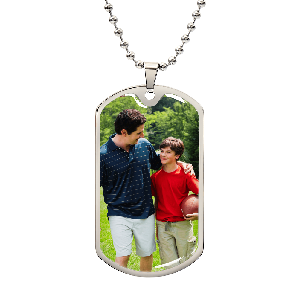 Luxury Military Style Necklace with Custom Engraving and Photo