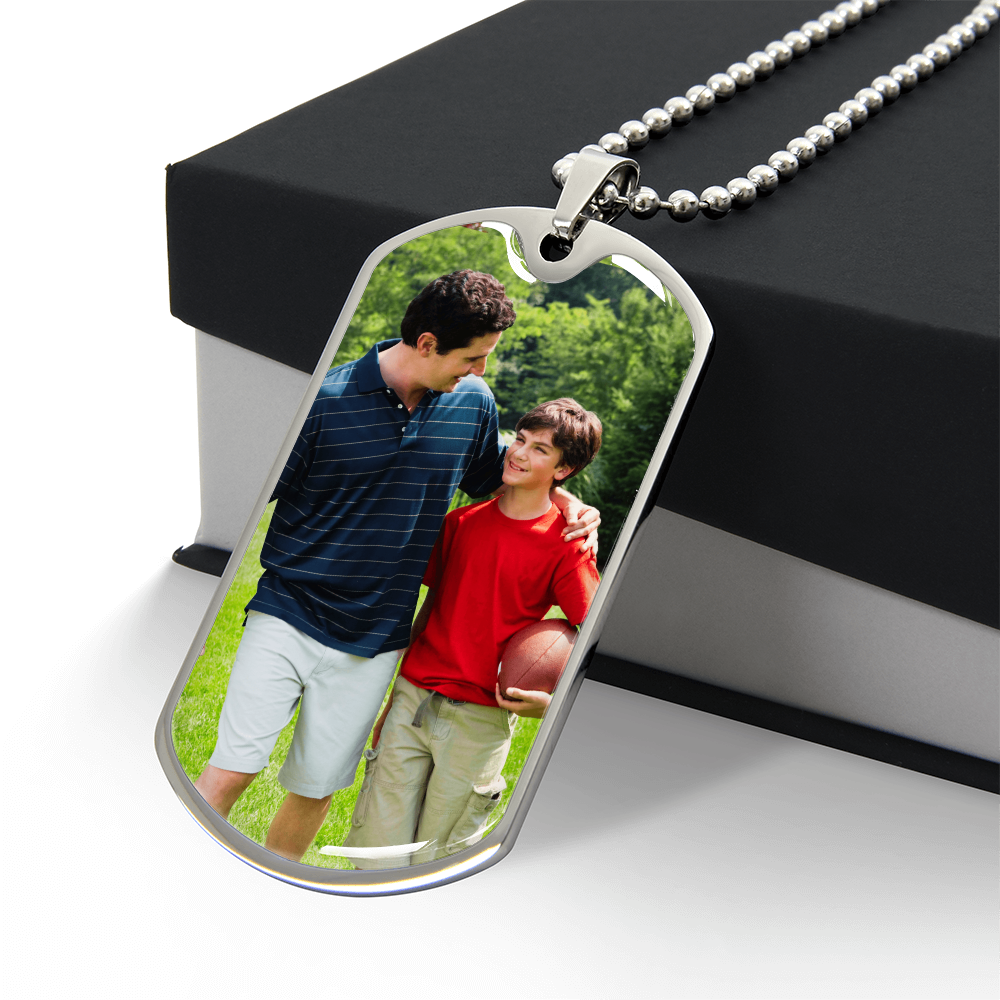 Luxury Military Style Necklace with Custom Engraving and Photo