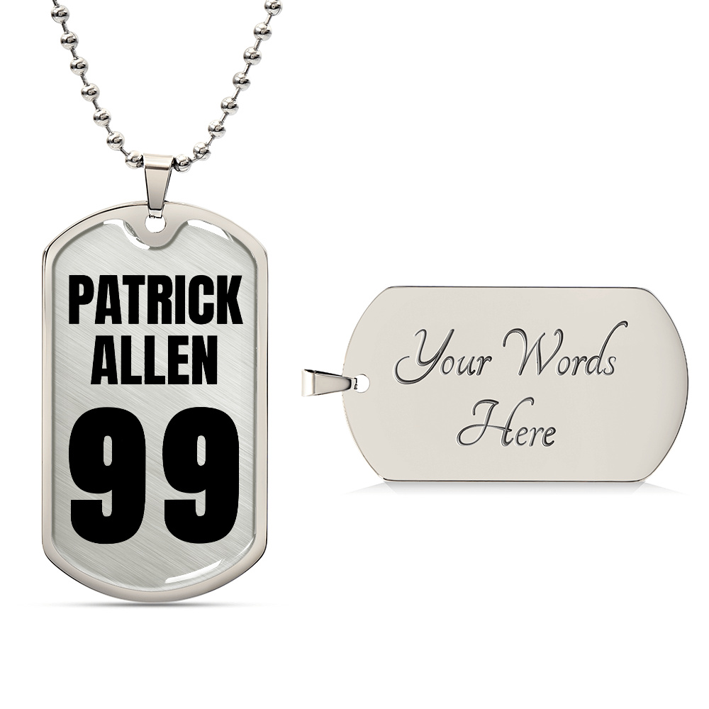 Personalized Engraved Dog Tag Necklace with Name and Number