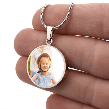 Luxury Circle Necklace with Custom Engraving and Photo
