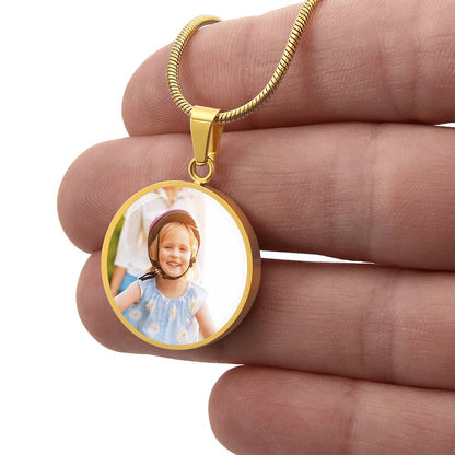 Luxury Circle Necklace with Custom Engraving and Photo