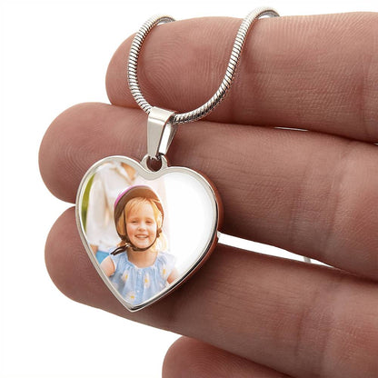 Luxury Heart Necklace with Custom Engraving and Photo