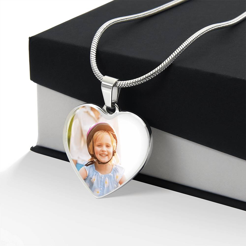 Luxury Heart Necklace with Custom Engraving and Photo