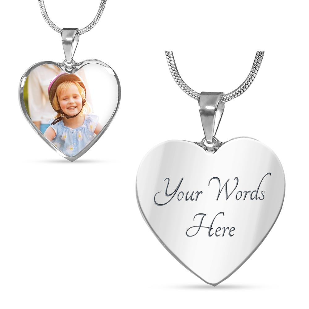 Luxury Heart Necklace with Custom Engraving and Photo