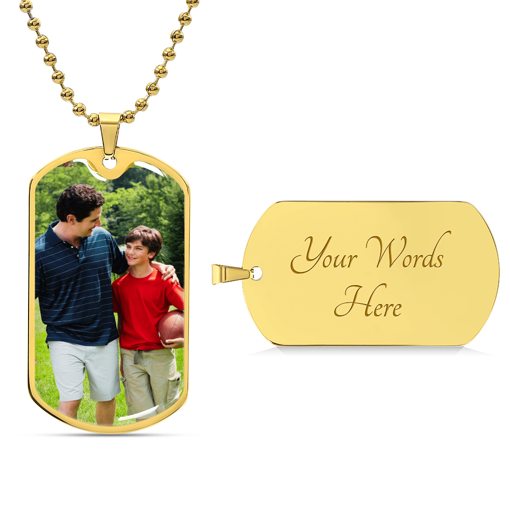 Luxury Military Style Necklace with Custom Engraving and Photo