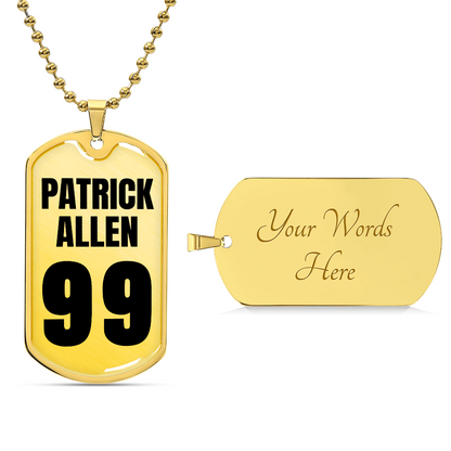 Personalized Engraved Dog Tag Necklace with Name and Number