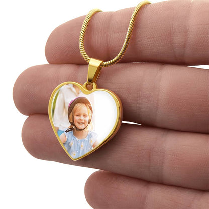Luxury Heart Necklace with Custom Engraving and Photo