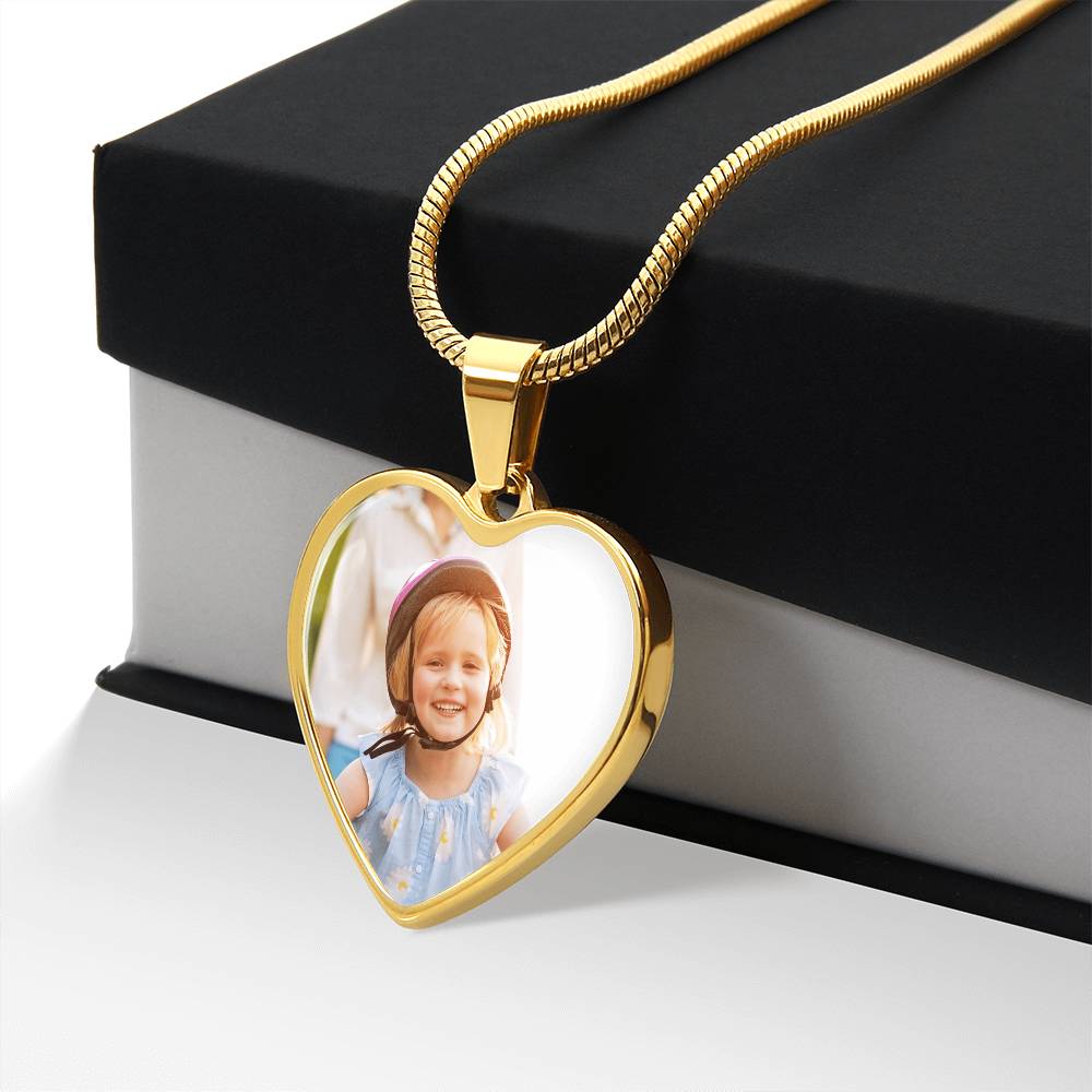Luxury Heart Necklace with Custom Engraving and Photo