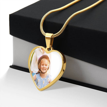 Luxury Heart Necklace with Custom Engraving and Photo