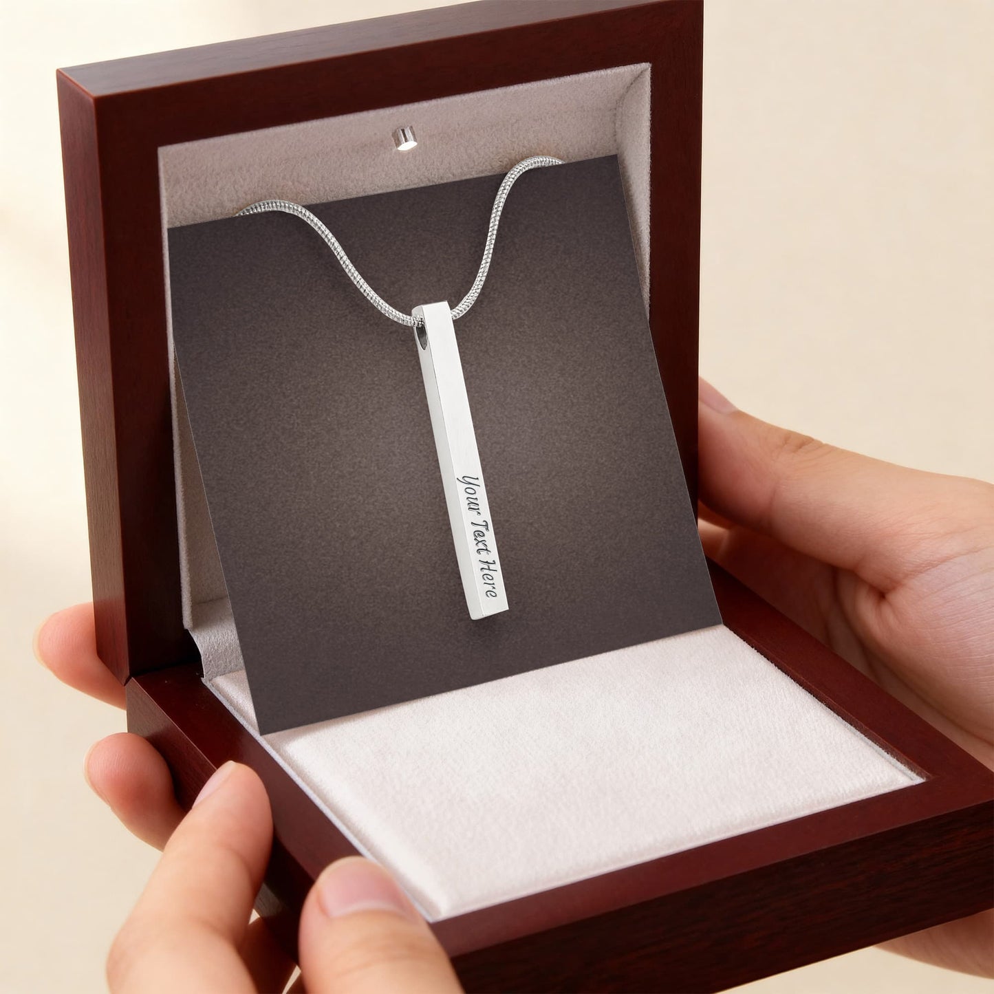 Personalized Engraved 4 Sided Vertical Bar Necklace