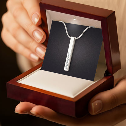 Personalized Engraved 4 Sided Vertical Bar Necklace