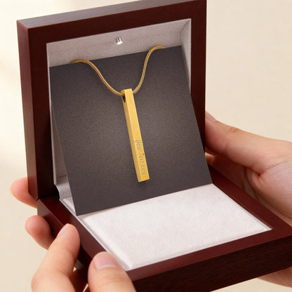Personalized Engraved 4 Sided Vertical Bar Necklace