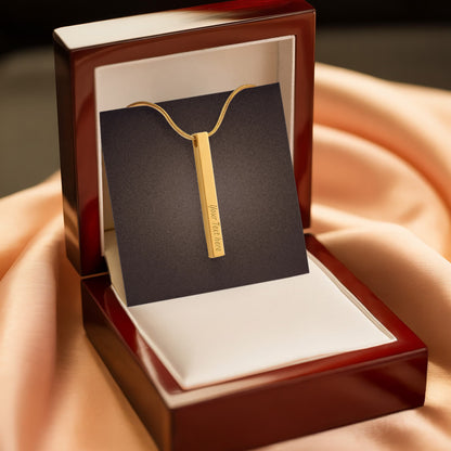 Personalized Engraved 4 Sided Vertical Bar Necklace
