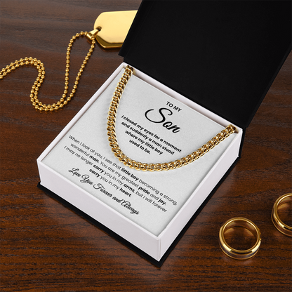 For Son: Cuban Link Chain with Message Card — "You are my greatest pride and joy"