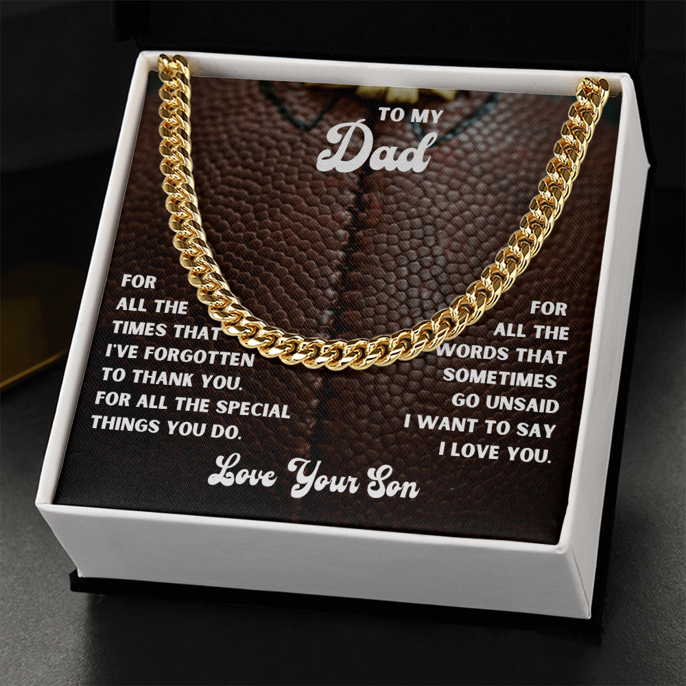 Personalized Message Card Cuban Link Chain Necklace for Father