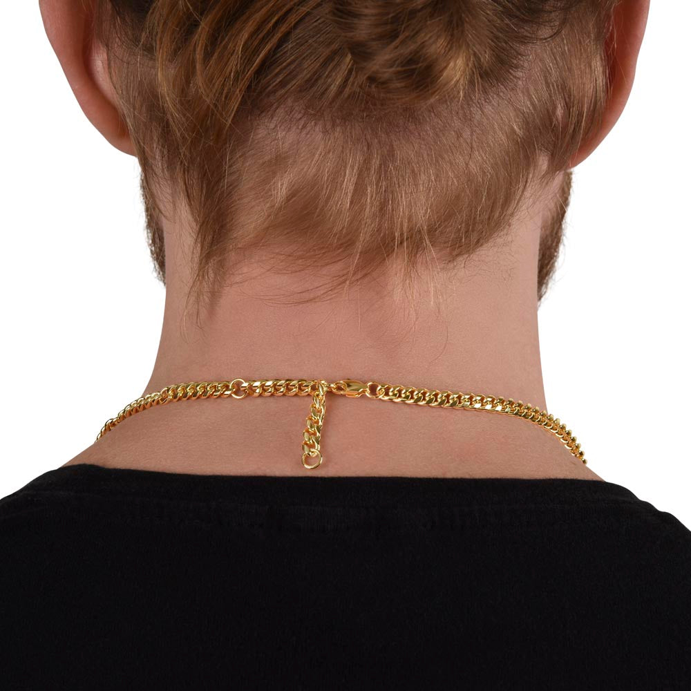 Personalized Message Card Cuban Link Chain Necklace for Son