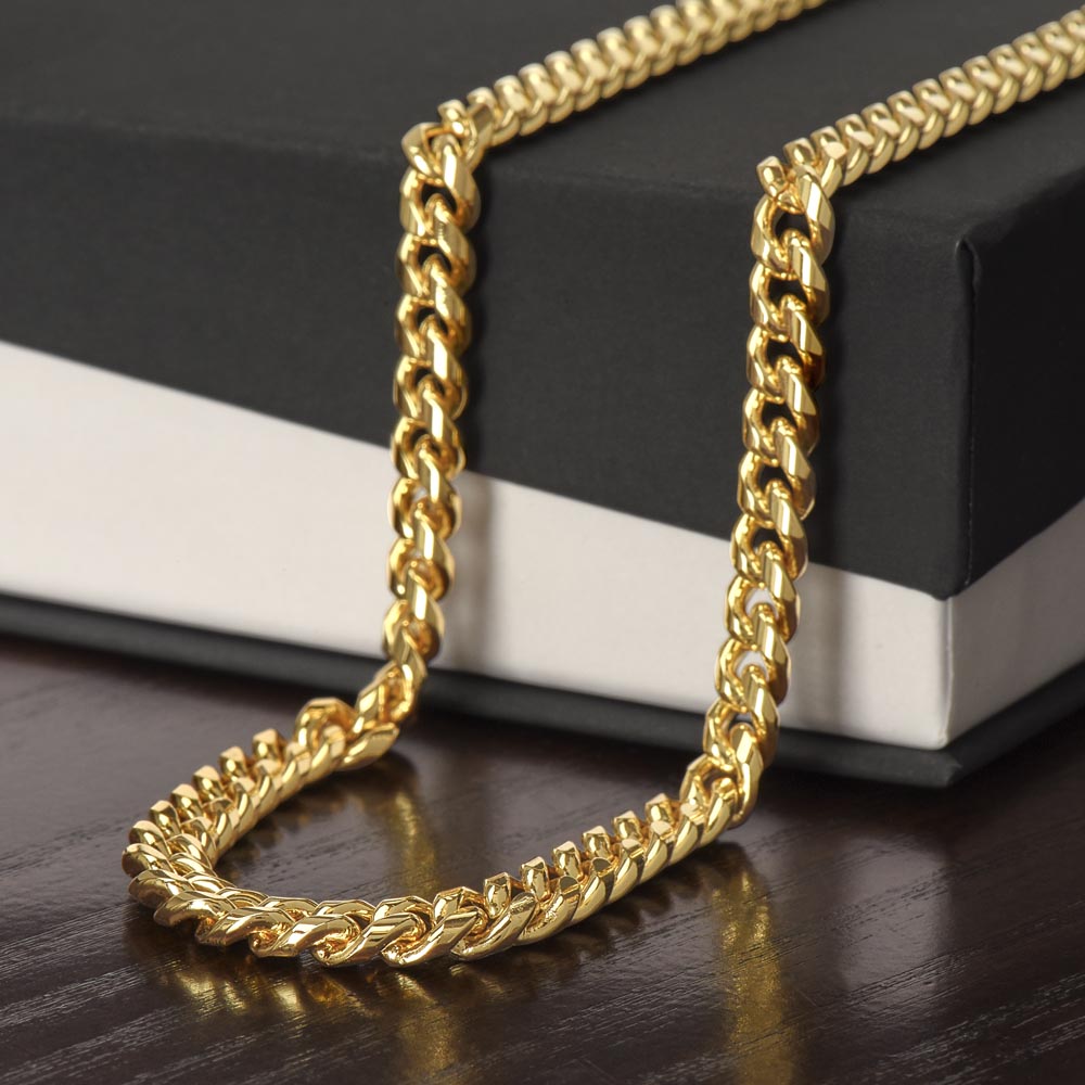 Personalized Message Card Cuban Link Chain Necklace for Son