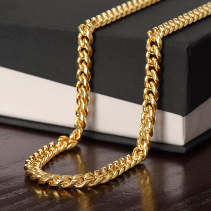 Personalized Message Card Cuban Link Chain Necklace for Son