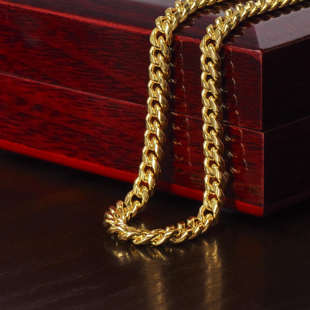 Personalized Message Card Cuban Link Chain Necklace for Son