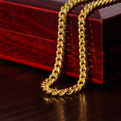 Personalized Message Card Cuban Link Chain Necklace for Son