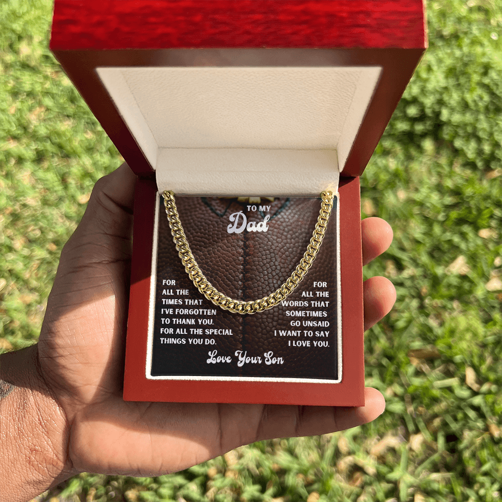 Personalized Message Card Cuban Link Chain Necklace for Father