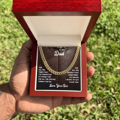 Personalized Message Card Cuban Link Chain Necklace for Father