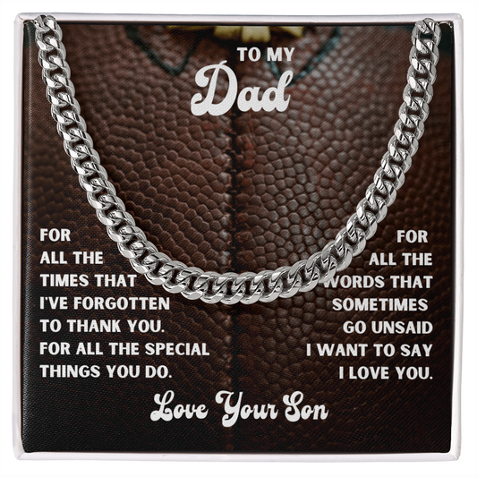 Personalized Message Card Cuban Link Chain Necklace for Father