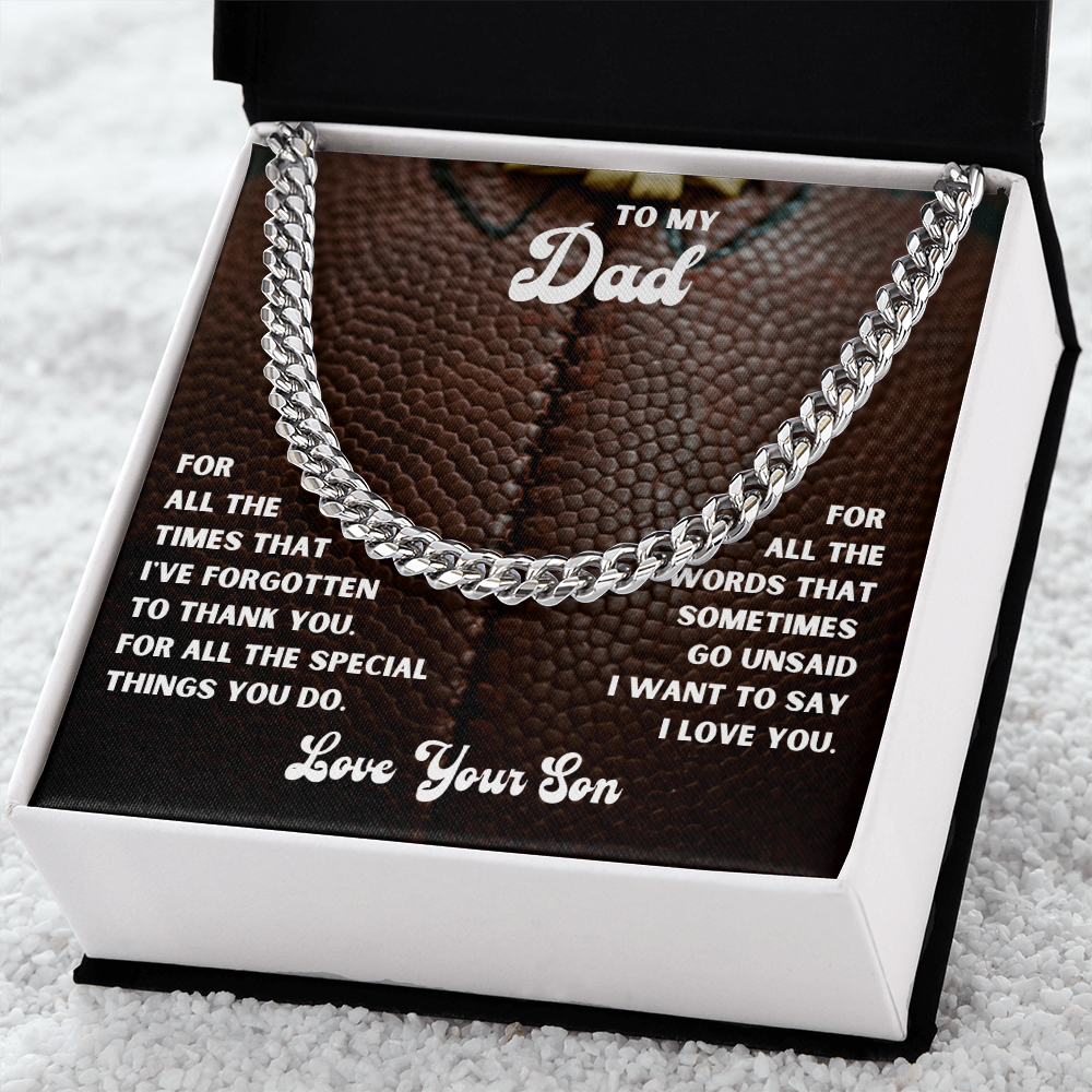 Personalized Message Card Cuban Link Chain Necklace for Father