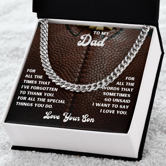 Personalized Message Card Cuban Link Chain Necklace for Father