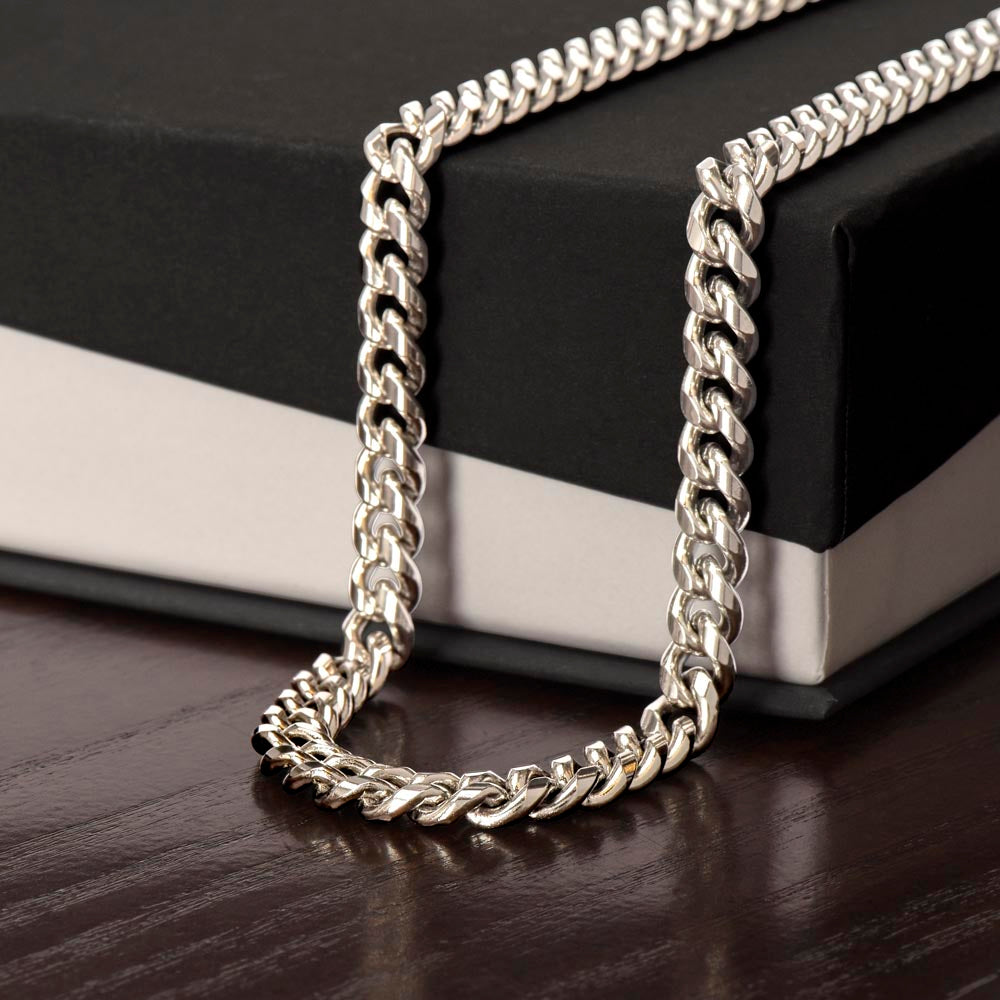 Personalized Message Card Cuban Link Chain Necklace for Son