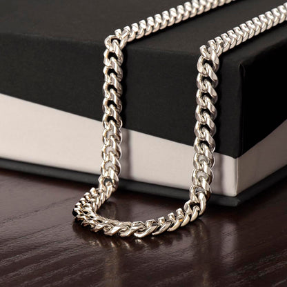 Personalized Message Card Cuban Link Chain Necklace for Son