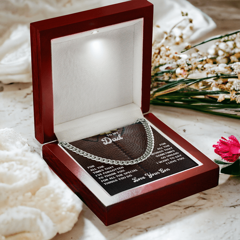 Personalized Message Card Cuban Link Chain Necklace for Father