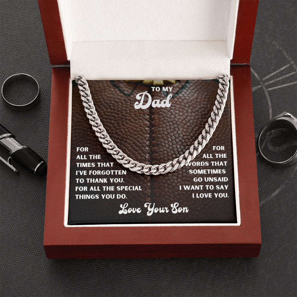 Personalized Message Card Cuban Link Chain Necklace for Father