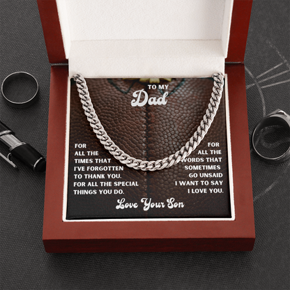 Personalized Message Card Cuban Link Chain Necklace for Father