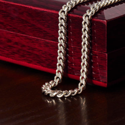 Personalized Message Card Cuban Link Chain Necklace for Son