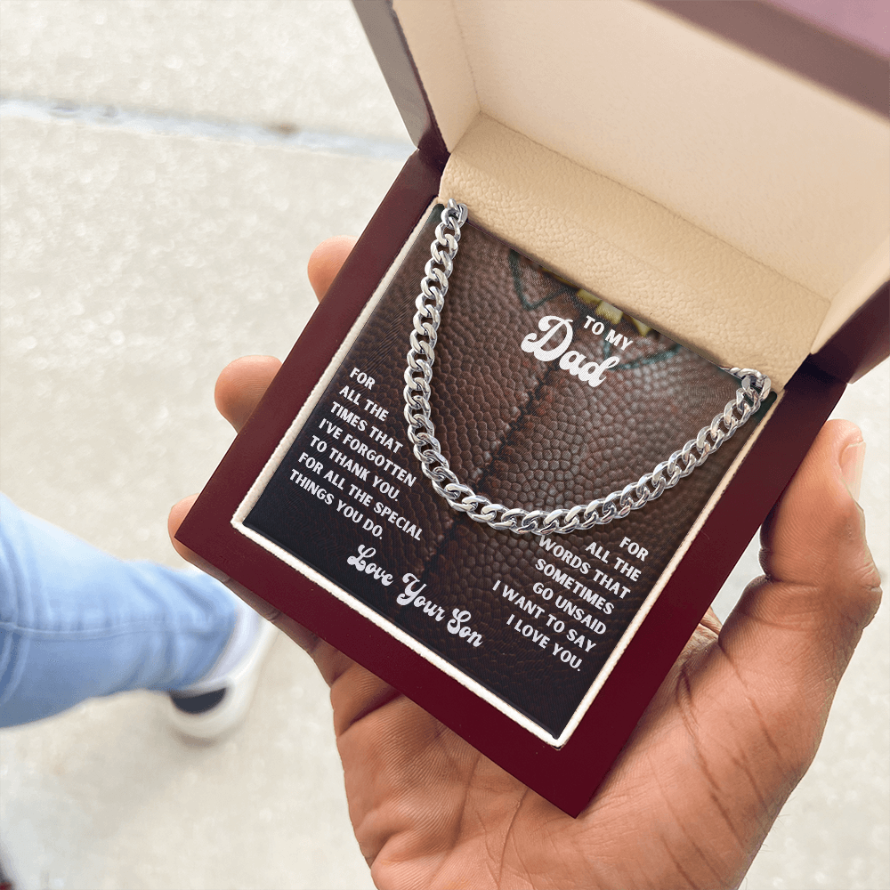 Personalized Message Card Cuban Link Chain Necklace for Father