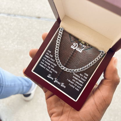 Personalized Message Card Cuban Link Chain Necklace for Father