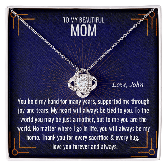 Love Knot Necklace with Chain & Personalized Card