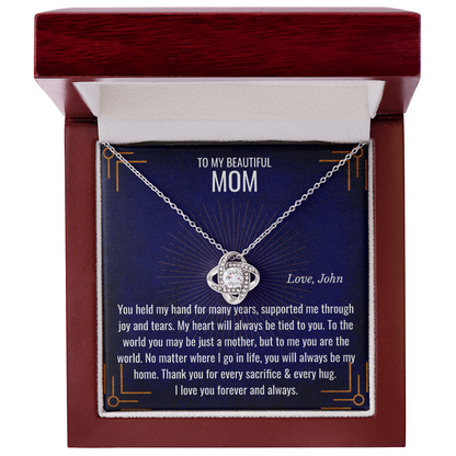 Love Knot Necklace with Chain & Personalized Card