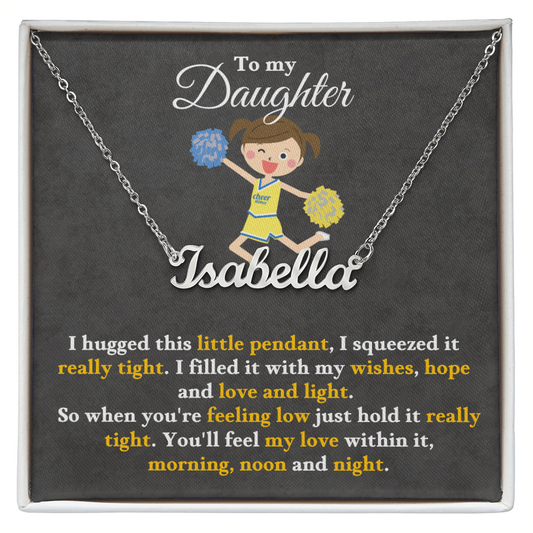 Custom Name Necklace with 16-18 Inch Adjustable Chain and Message Card- To My Daughter